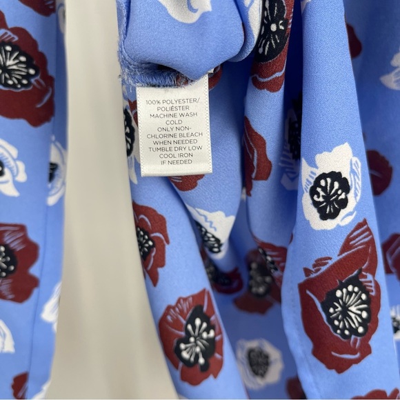 LOFT Medium Floral Retro Boho Flowy Formal Office Pocket Modest Blouse - Picture 7 of 8